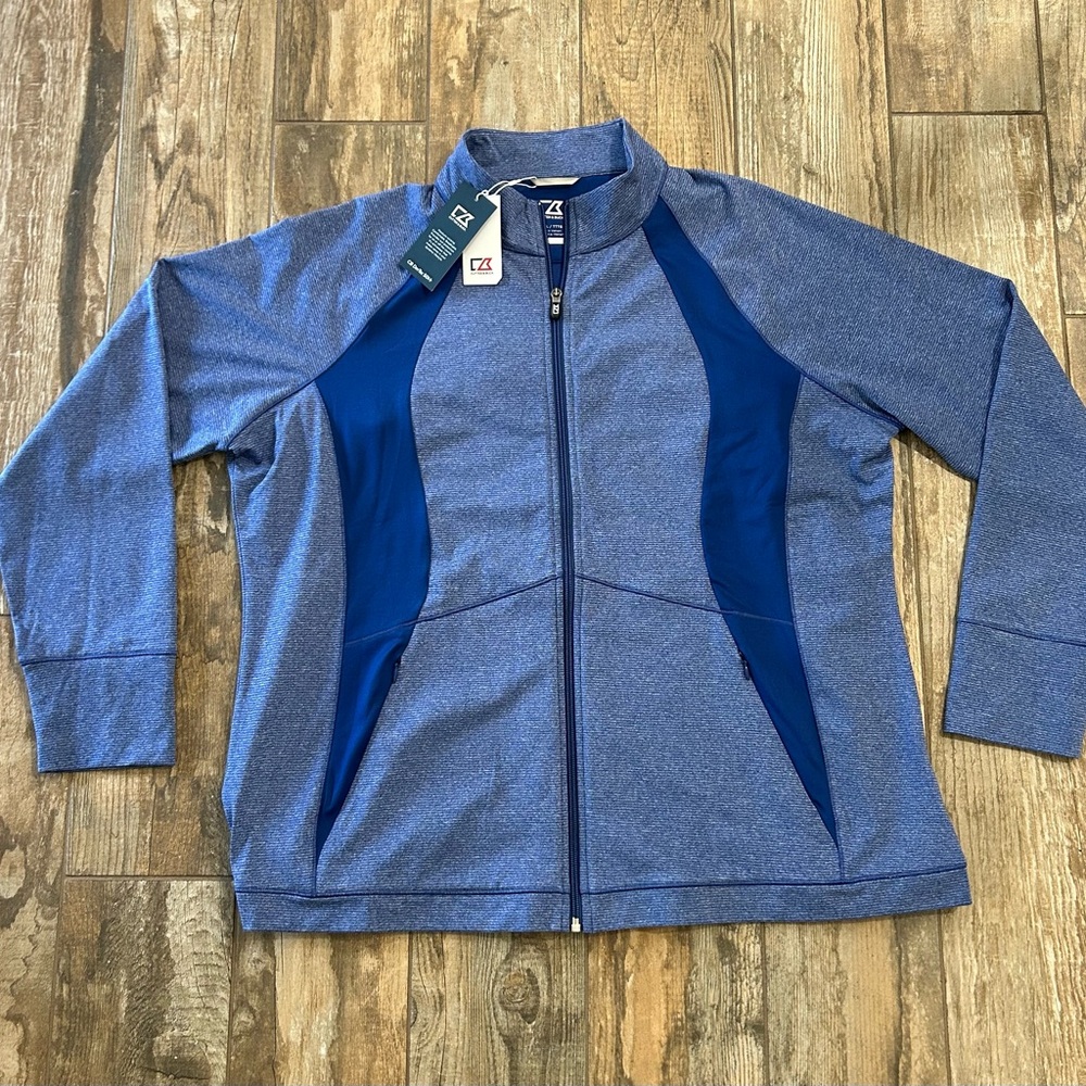 Women’s Cutter & Buck CB Drytec 50 UPF+  Blue Long Sleeve Zip Jacket Size  XXXL